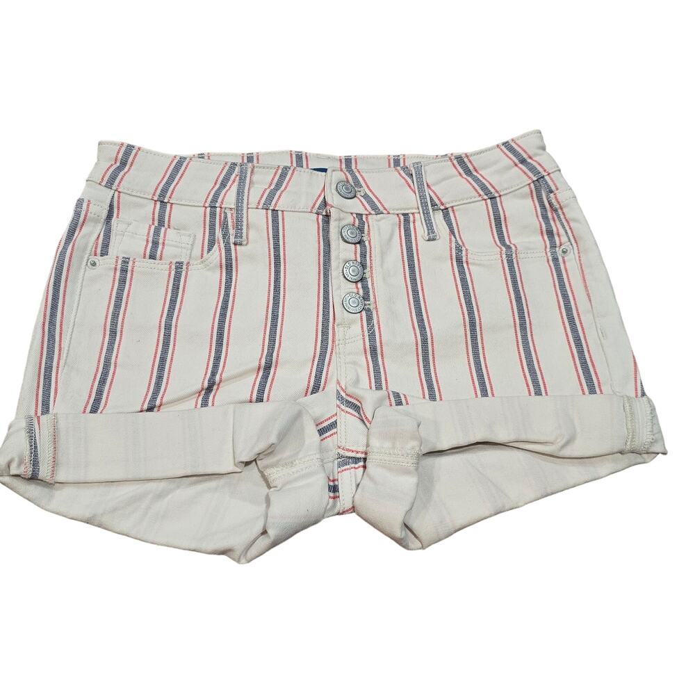 Old Navy Colored Striped High Waisted Cuffed Button Up Jean Shorts Women's Sz 2